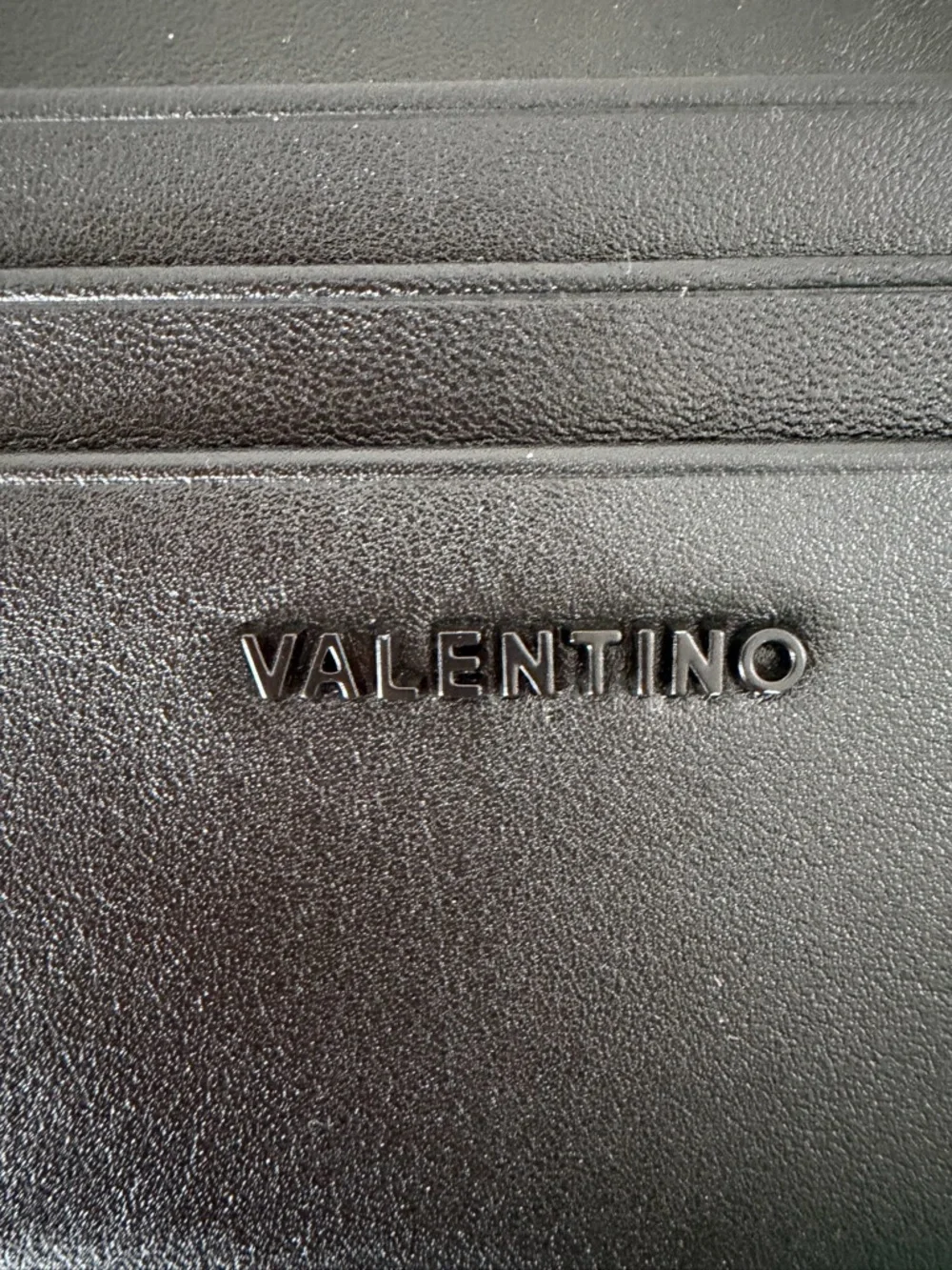Valentino Black Leather Card Holder Wallet